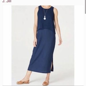 J.Jill PureJill Layered Linen Blue Midi Dress
